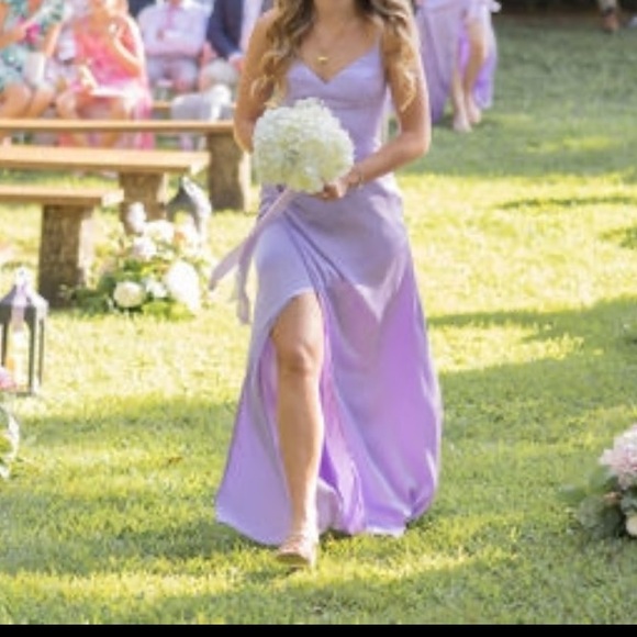 Azazie Light Purple Satin Dress - Picture 1 of 7